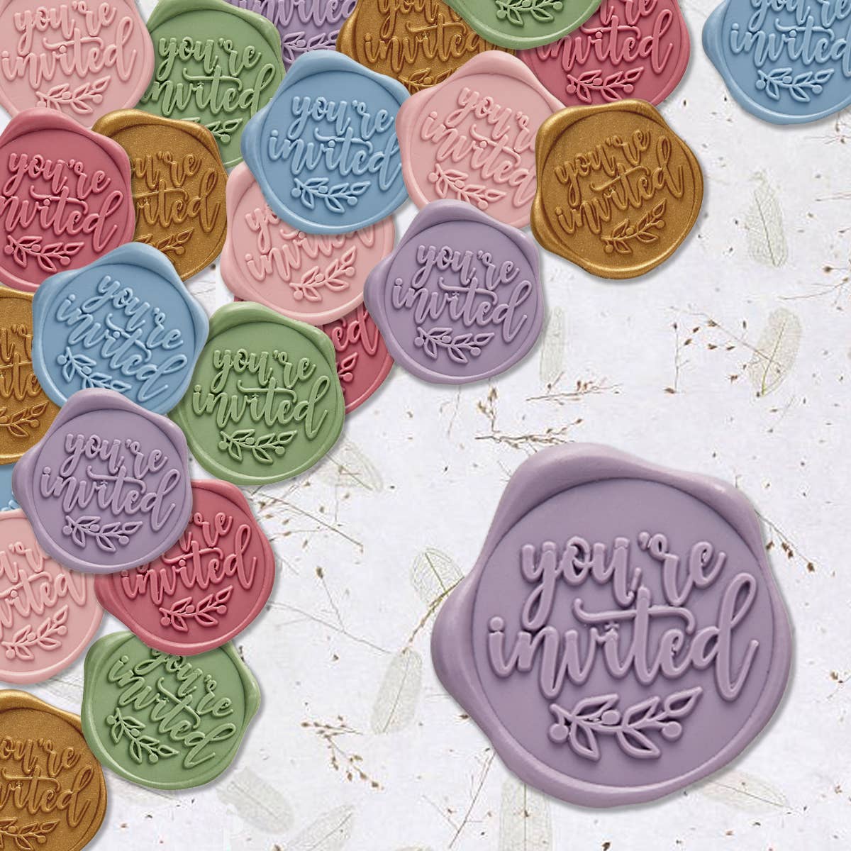 Wax Seal Stickers 1 1/4" - 25 Pk: "YOU'RE INVITED"