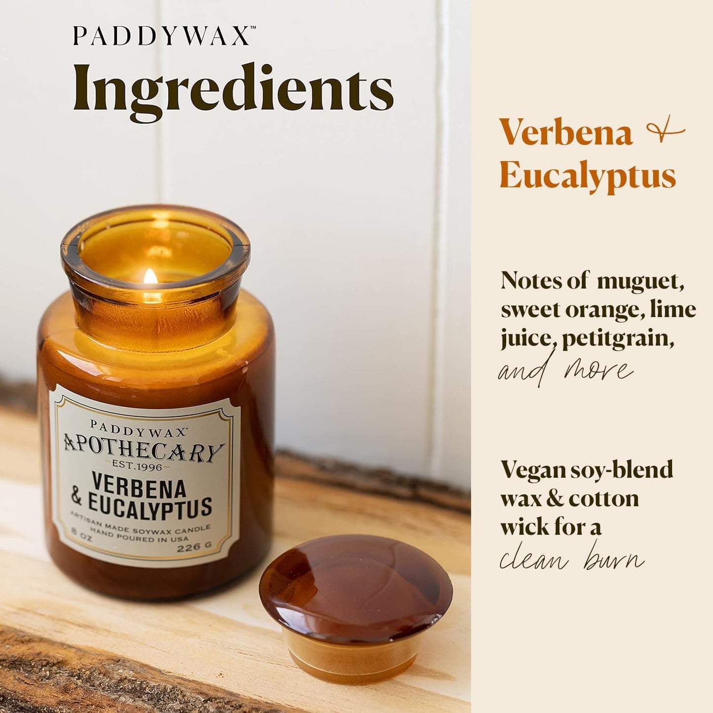 Paddy Wax Apothecary - Verbena & Eucalyptus - 8 oz Candle
