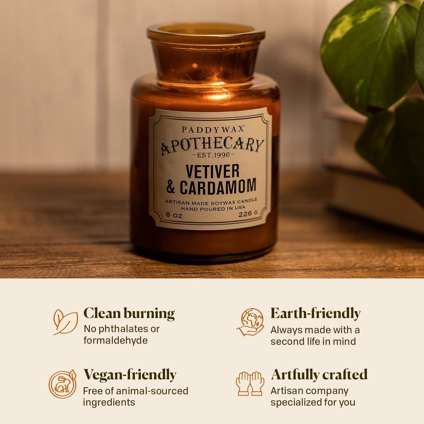 Paddy Wax Apothecary - Vetiver & Cardamom - 8 oz Candle