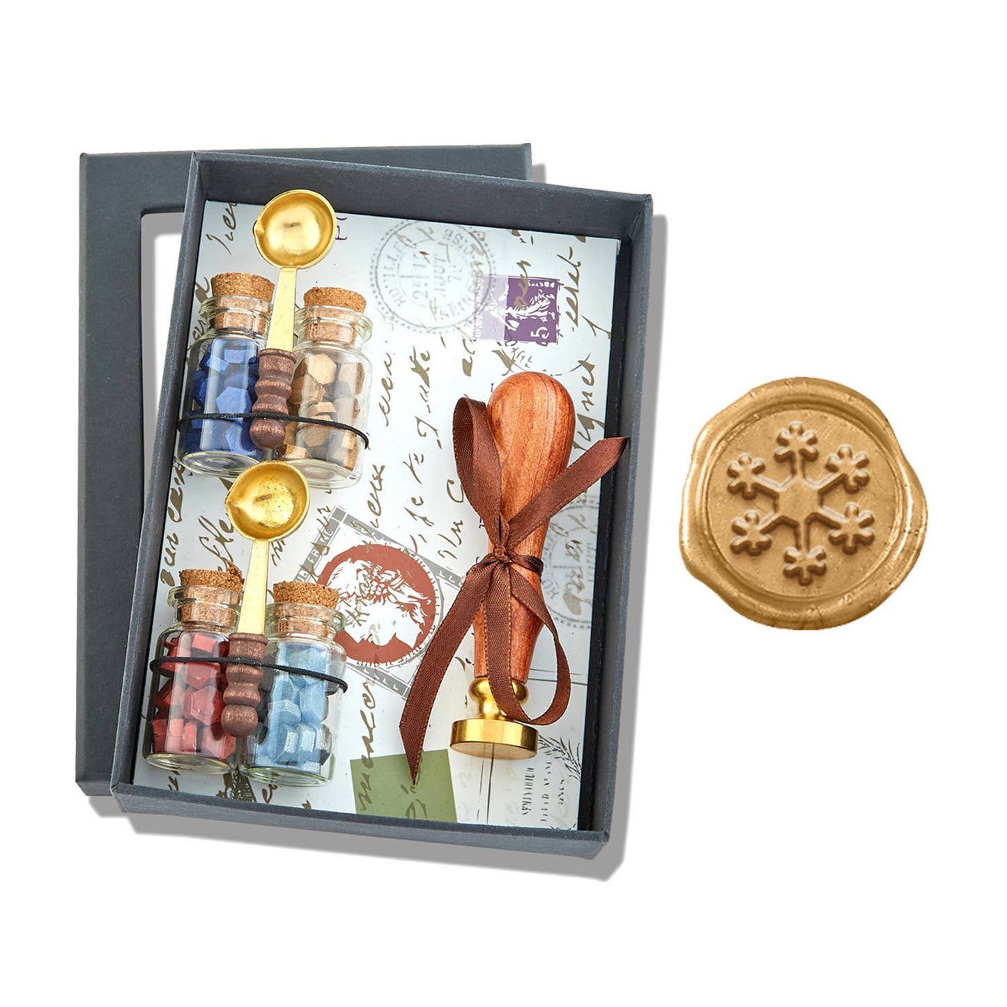 Bead Sealing Wax & Wax Seal Stamp Gift Set: Rose