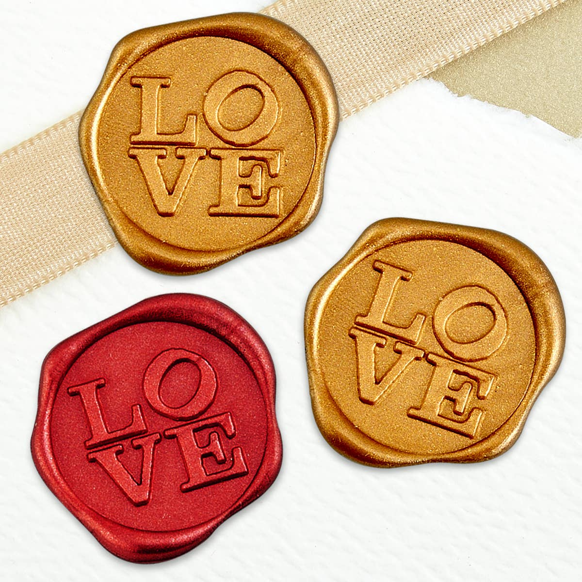 Wax Seal Stickers 1 1/4" - 25 Pk: Crimson Red "LOVE"