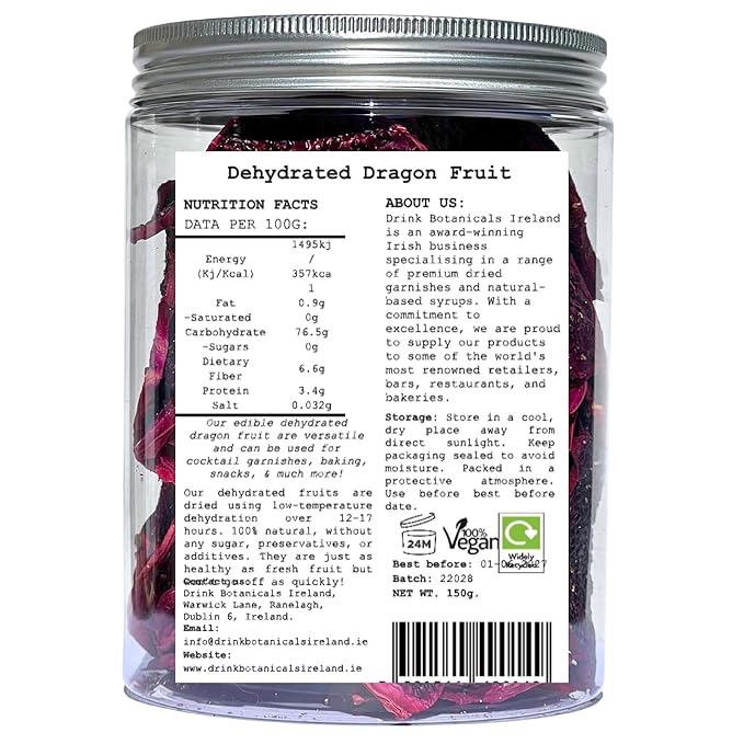 Drink Botanicals - Dehydrated Sliced DRAGONFRUIT Cocktail Garnish Wheels