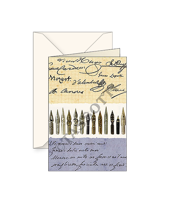 Greeting Card Set of 4 Designs (Library) Scrittura Collection Italian 6X8"