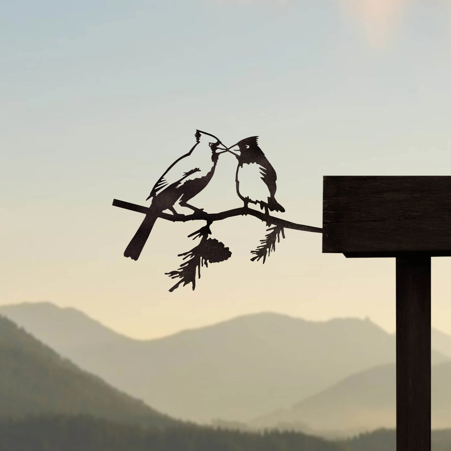 Metal Bird -  Kissing Cardinals