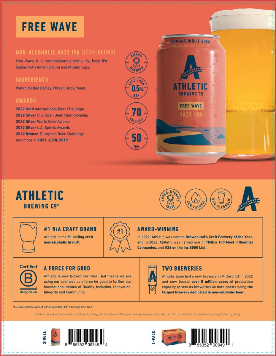Athletic Brewing Company - Free Wave Hazy IPA (Non-Alcoholic)