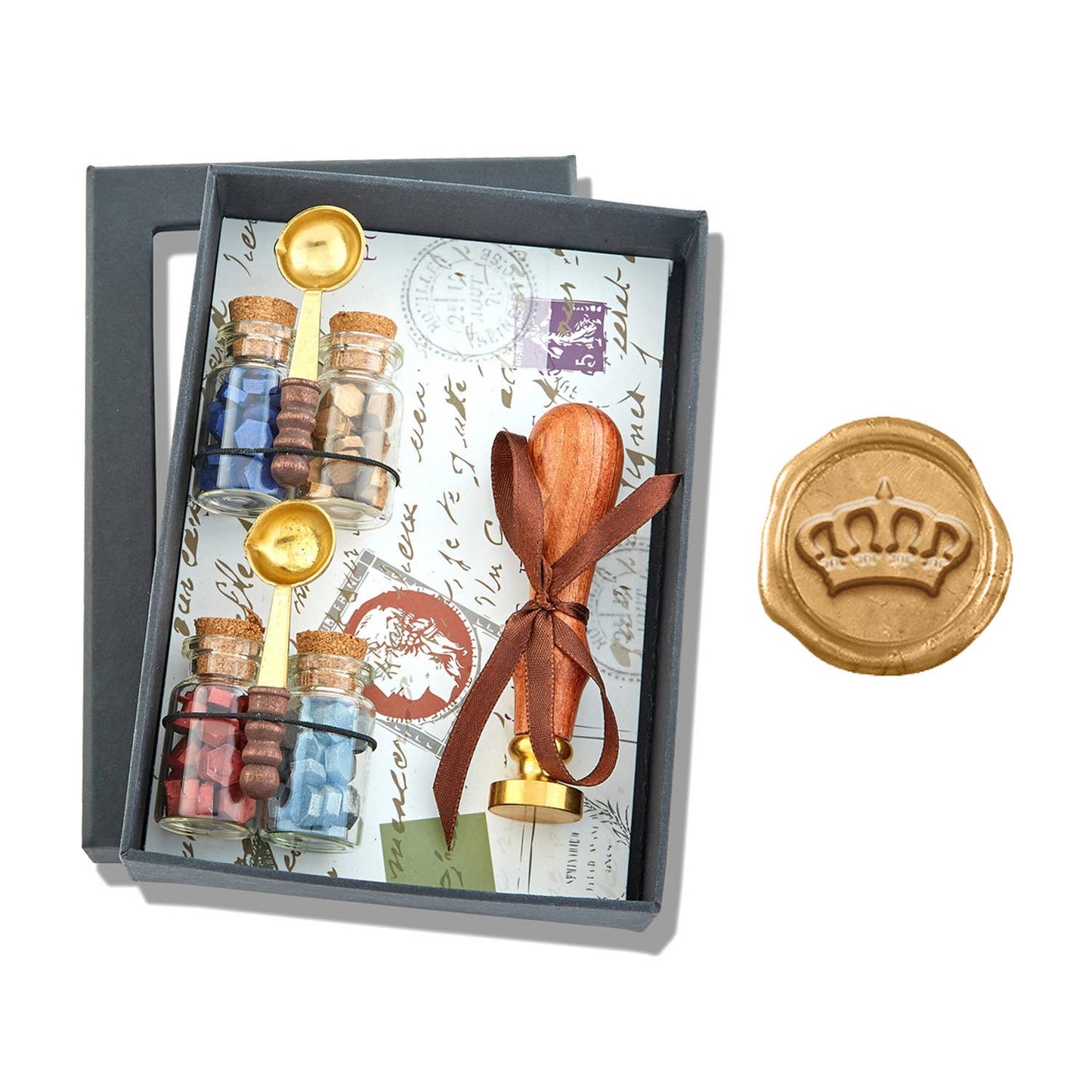 Bead Sealing Wax & Wax Seal Stamp Gift Set: Rose