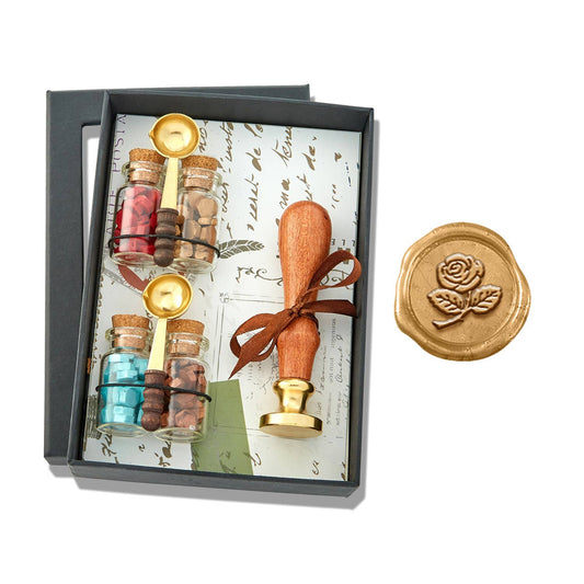 Bead Sealing Wax & Wax Seal Stamp Gift Set: Rose